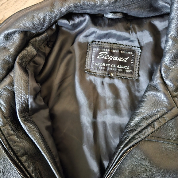 Leather Bomber Jacket Coat Medium - Picture 3 of 3